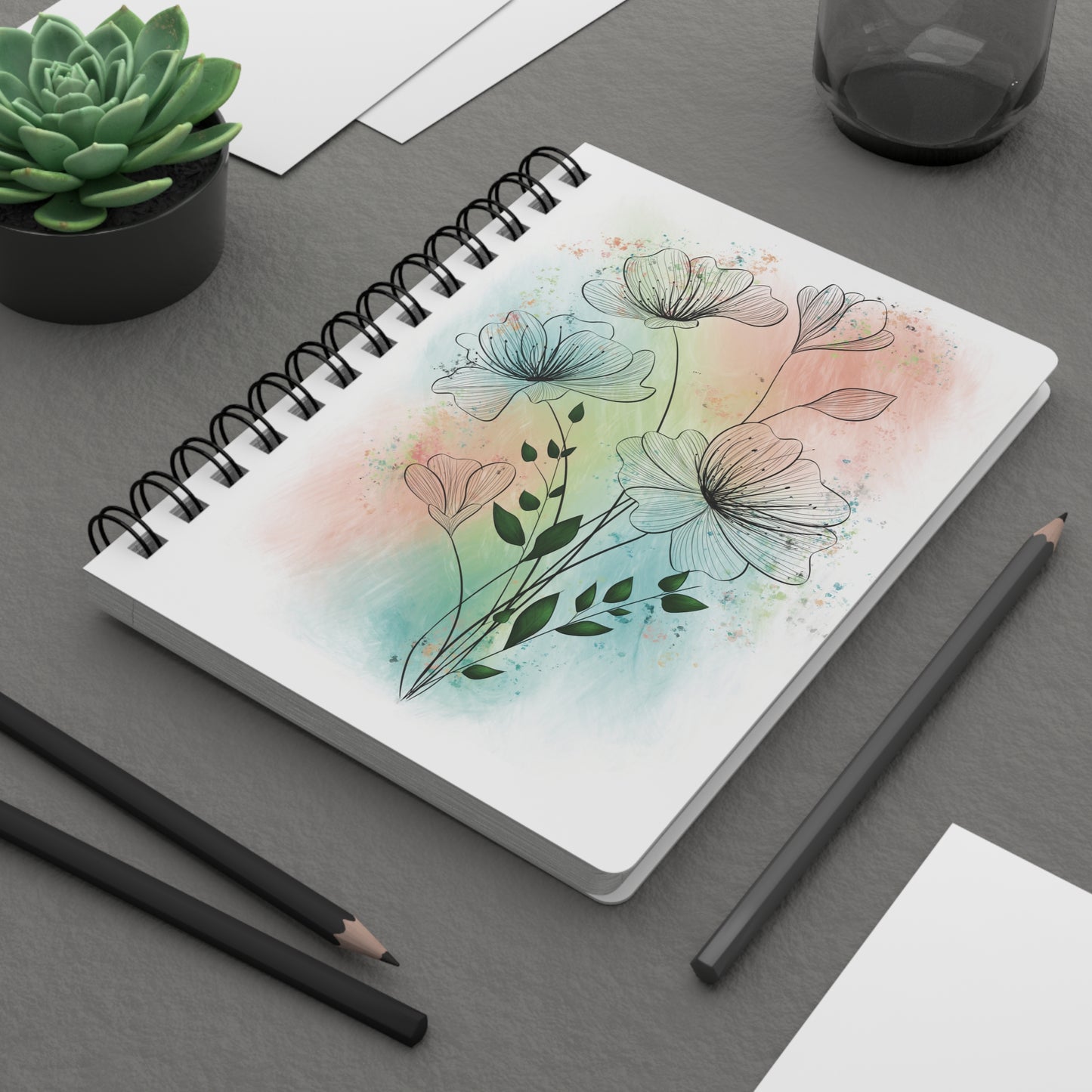 Spiral Notizbuch - Pastel Blumen