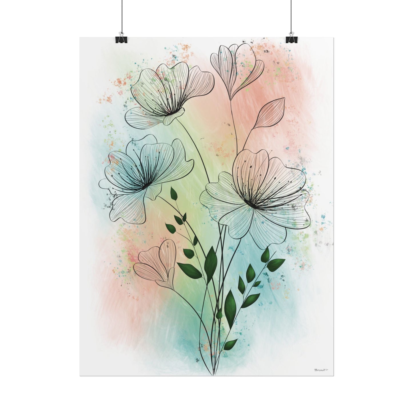 Póster - Flores Pastel