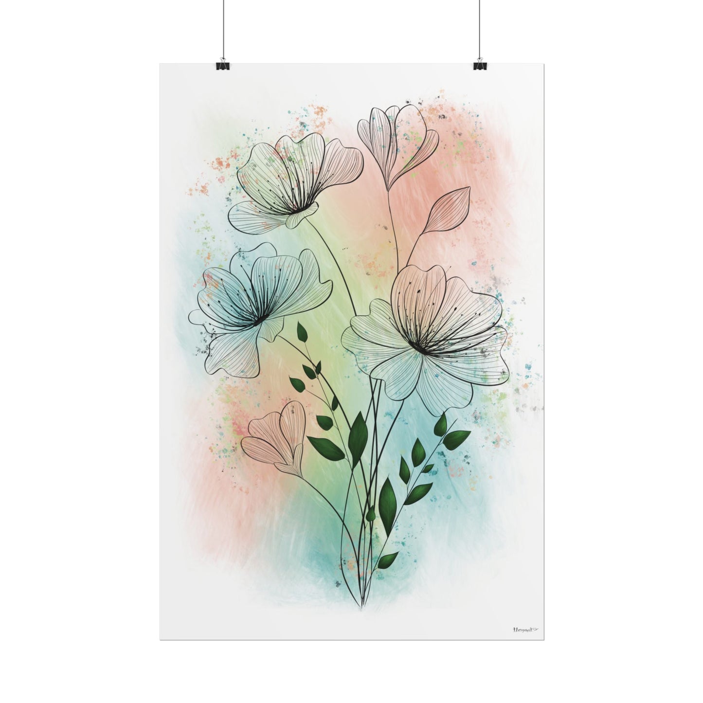 Póster - Flores Pastel