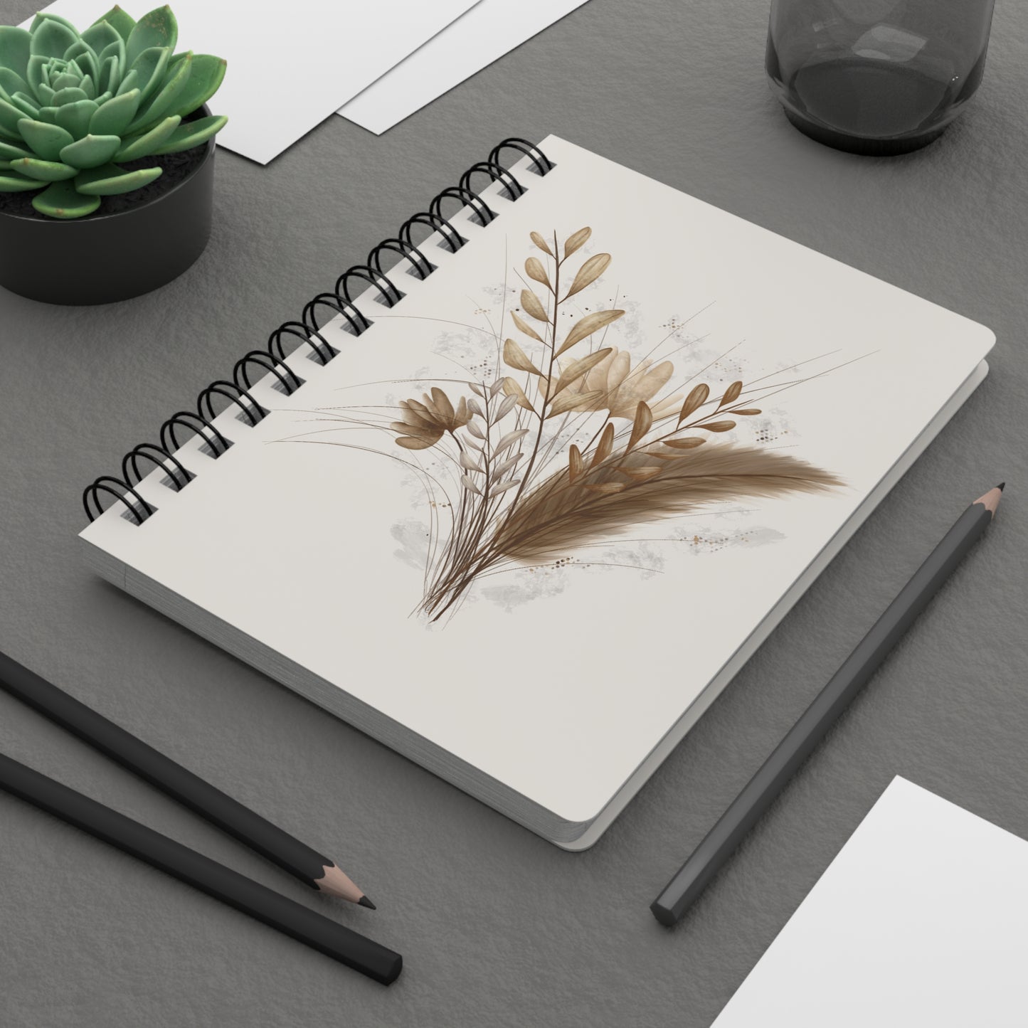 Cuaderno de espiral - flores secas